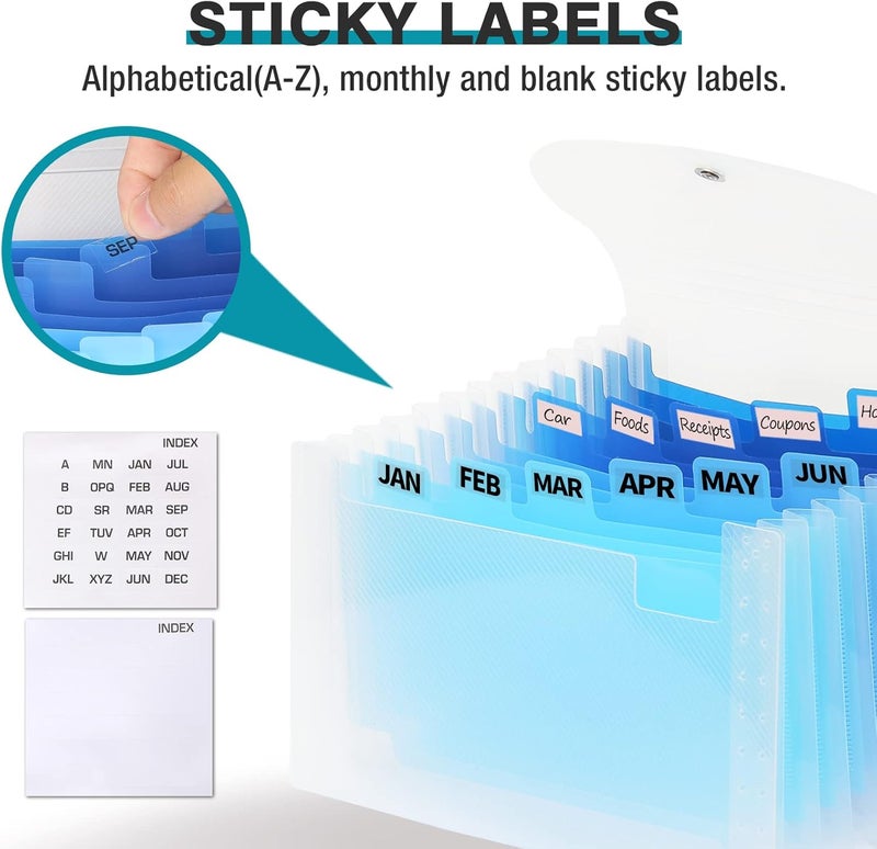 H4D Coupon Receipt Holder, 13 Pocket Accordion File Organizer, 7x4.5 Inches, Blue - Image 3